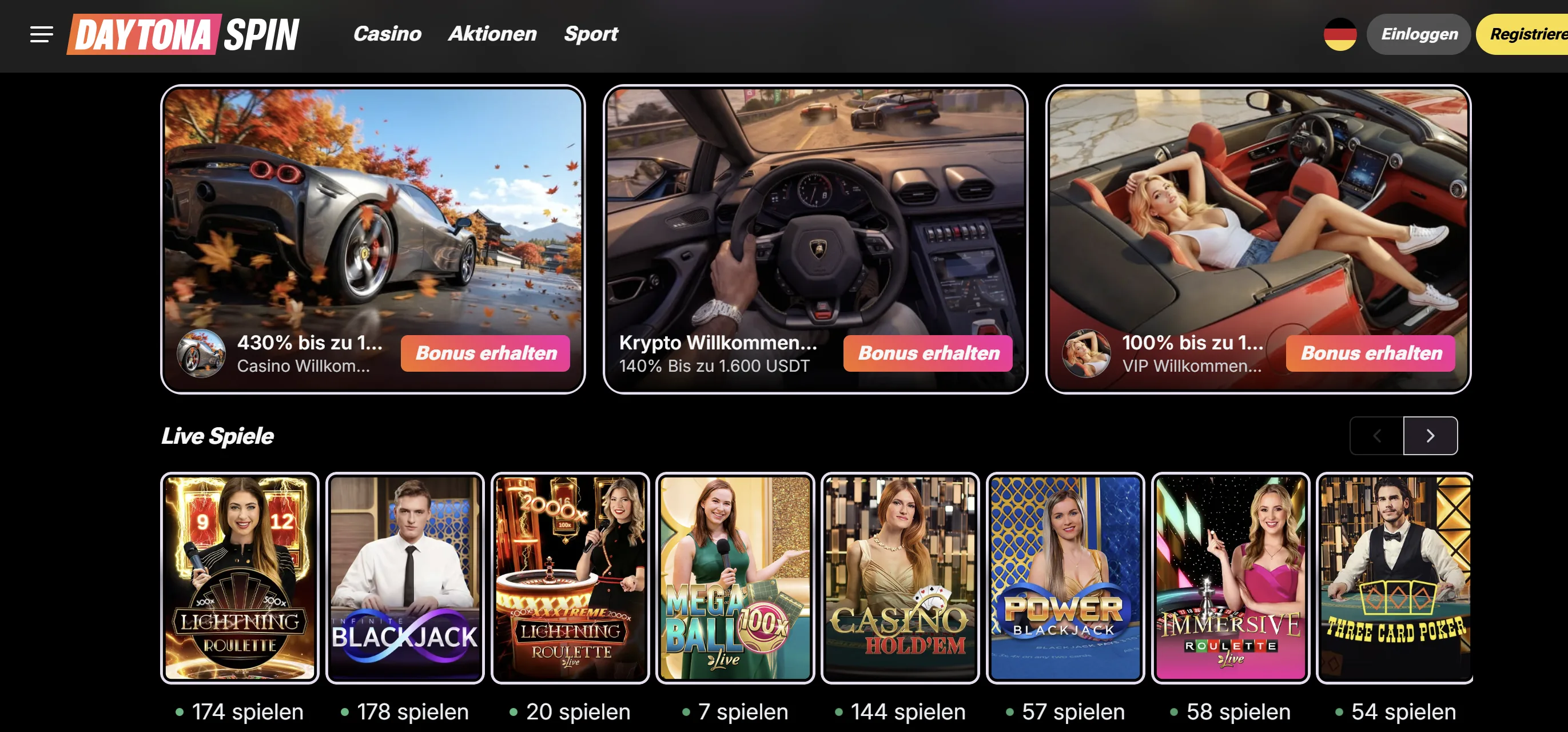 Daytona Spin Casino Bonus